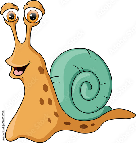 Cute snail cartoon on white background