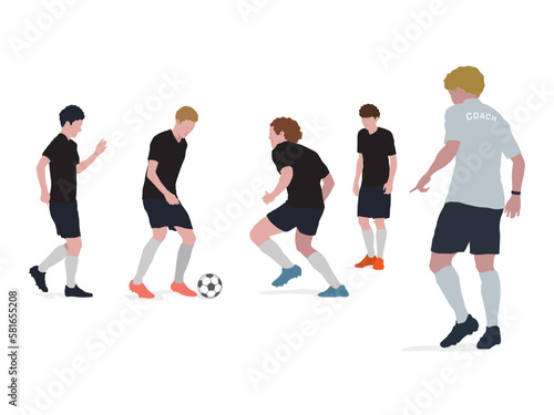 Coach Training Football Players in illustration graphic vector