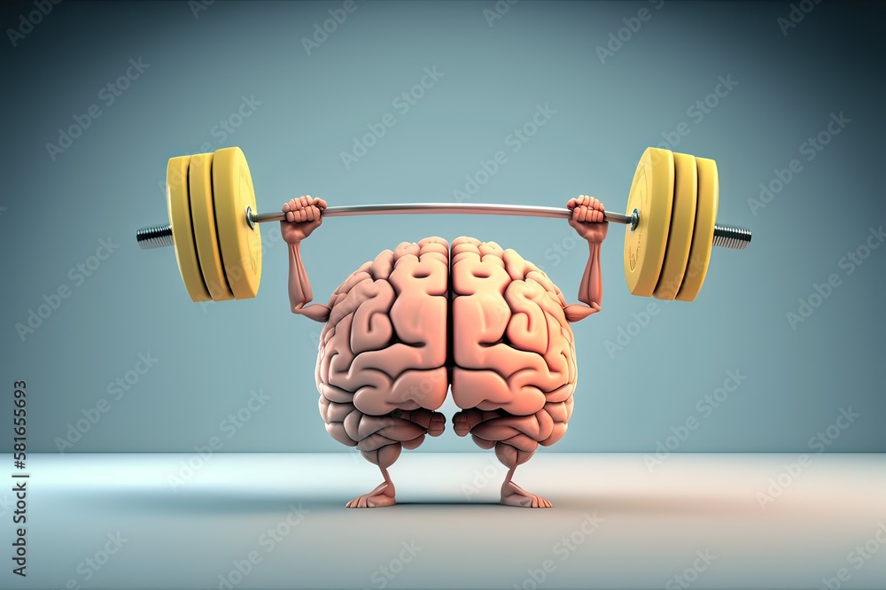 © pixardi - Brain-strengthening weights. Mental growth idea. Photo generative AI