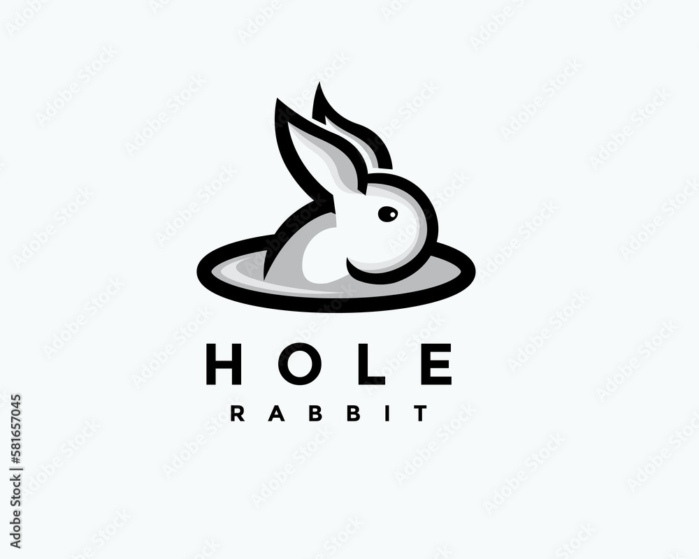 simple drawn art rabbit bunny hide in hole logo icon symbol design template illustration inspiration simple drawn art rabbit bunny hide in hole logo icon symbol design template illustration inspiration