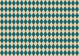 ベージュ　青緑色　ダイヤ柄パターン背景素材