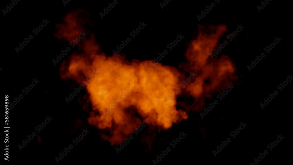 Burning fire explosion infernal effect, isolated - object 3D rendering Burning fire explosion infernal effect, isolated - object 3D rendering