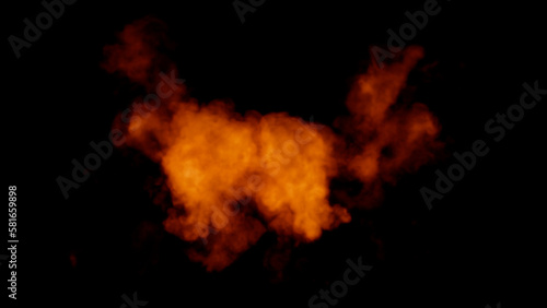 Burning fire explosion infernal effect, isolated - object 3D rendering