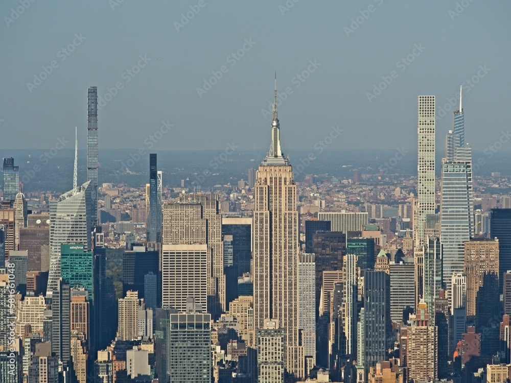 Naklejka premium Looking over Manhattan towards Midtown from the One World Observatory on top of One World Trade Center