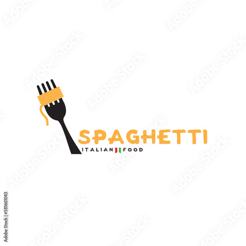 Italian traditional food spaghetti logo restaurant pasta symbol icon vector illustration design
