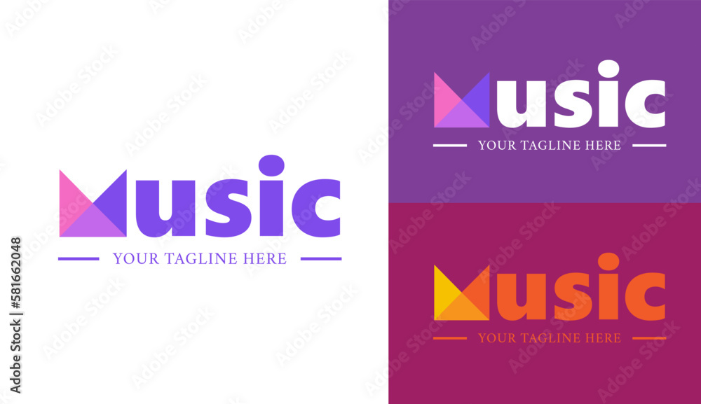 Music Lettering Logo. Letter M Music Logo Design. M Letter Logo Design Template