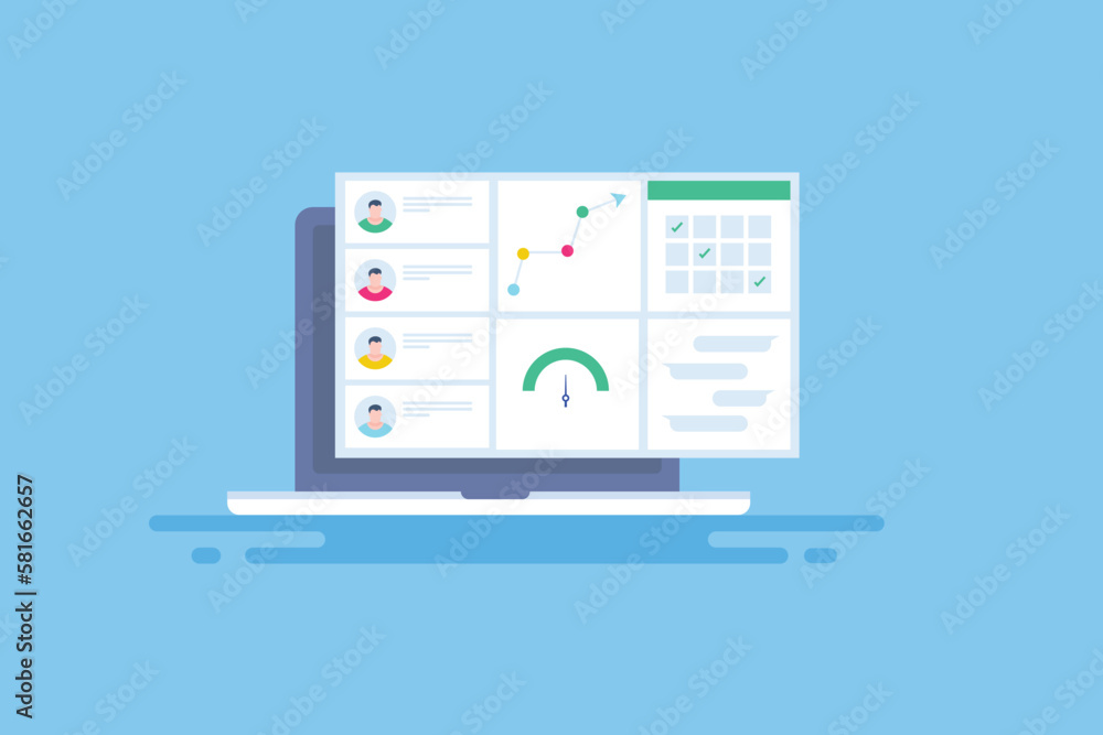 Managing teamwork tracking project development with task and schedule planer organization company marketing strategy software technology vector illustration. Managing teamwork tracking project development with task and schedule planer organization company marketing strategy software technology vector illustration.