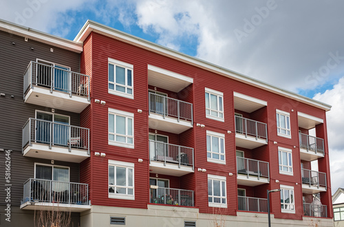 New residential townhouses. Modern apartment buildings in Canada. Modern complex of apartment buildings