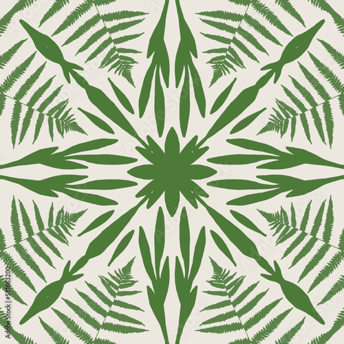 Isometric Pattern Green Floral Leaf Background