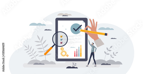 SEO checklist work or search engine optimization management tiny person concept, transparent background. Effective website content marketing tool illustration. Web project analytics.