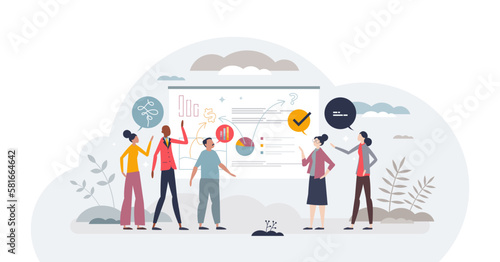 Product design as imagining and creating products brand tiny person concept, transparent background. Professional team for commerce ads activities.