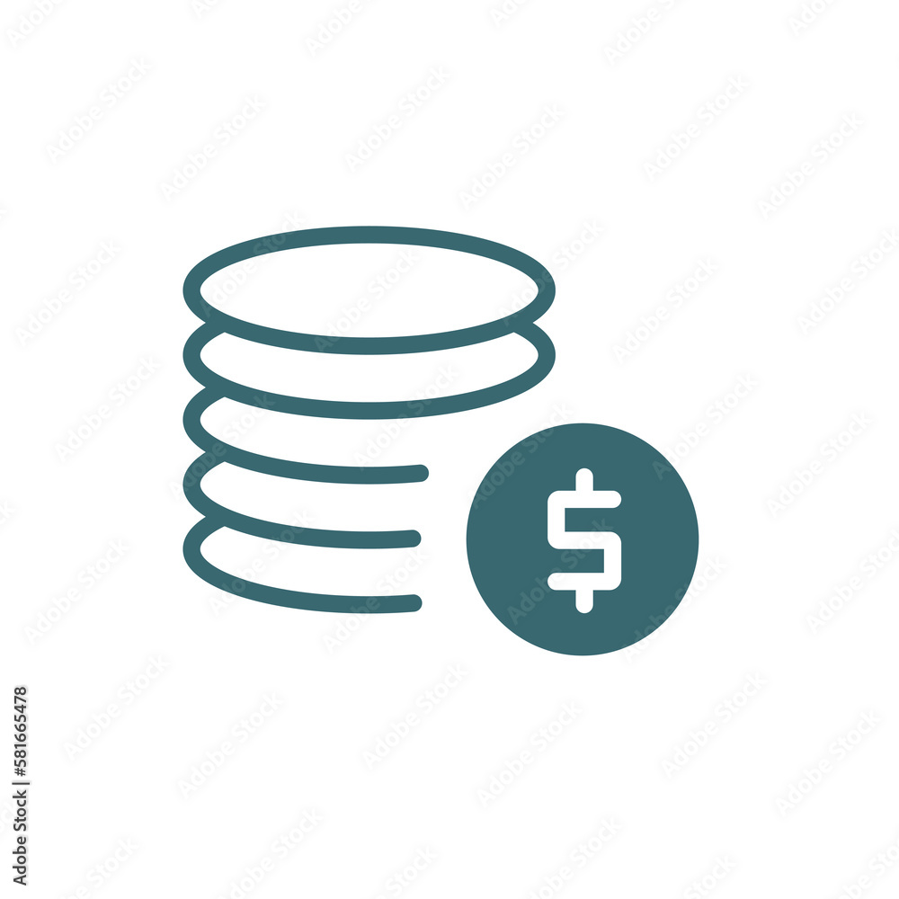 Obraz premium coins icon. Filled coins icon from ai and future technology collection. Glyph vector isolated on white background. Editable coins symbol can be used web and mobile