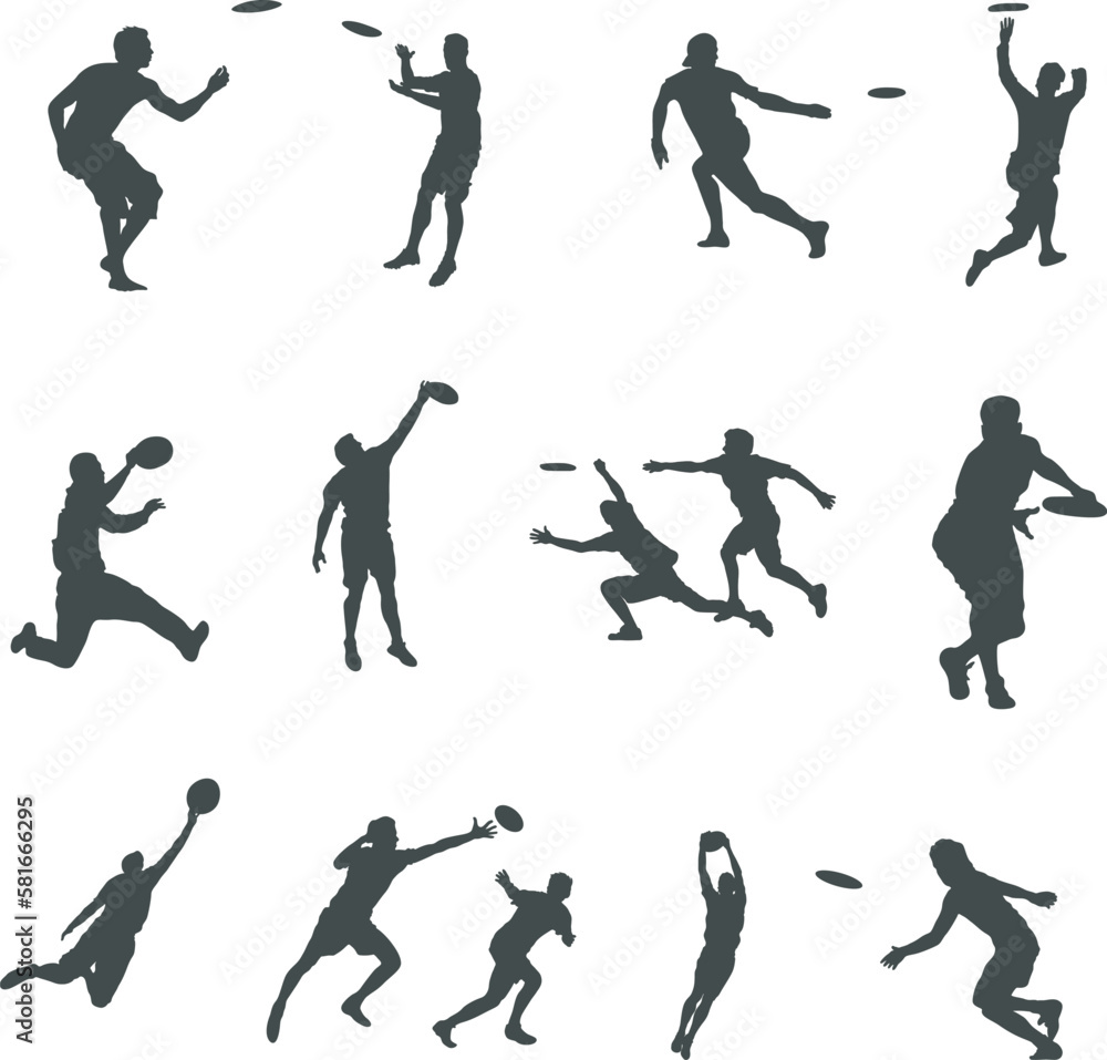 Frisbee Players Silhouette, Ultimate Frisbee Silhouette, Frisbee Svg, Ultimate Frisbee Player