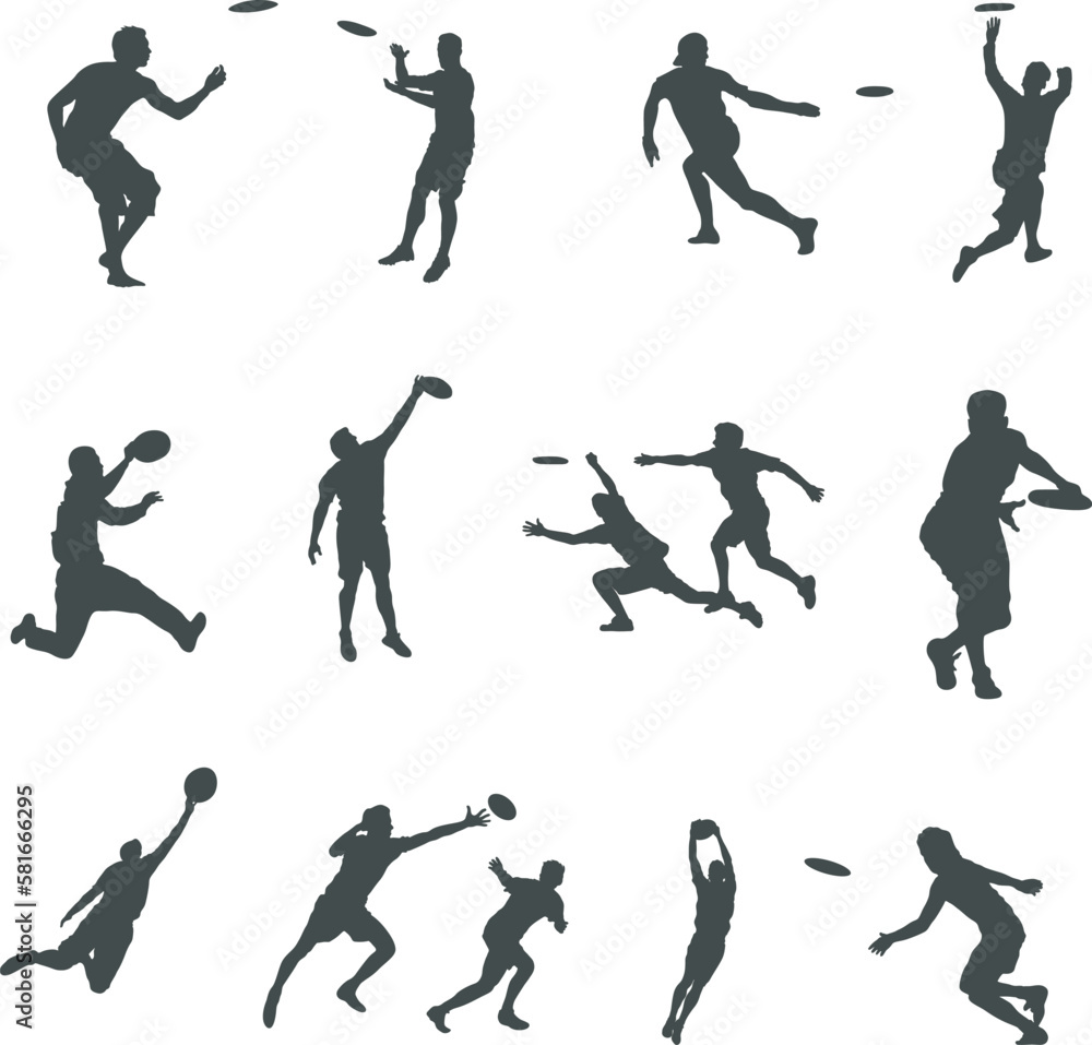Frisbee Players Silhouette, Ultimate Frisbee Silhouette, Frisbee Svg