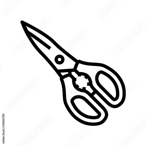 kitchen shears kitchen cookware line icon vector illustration