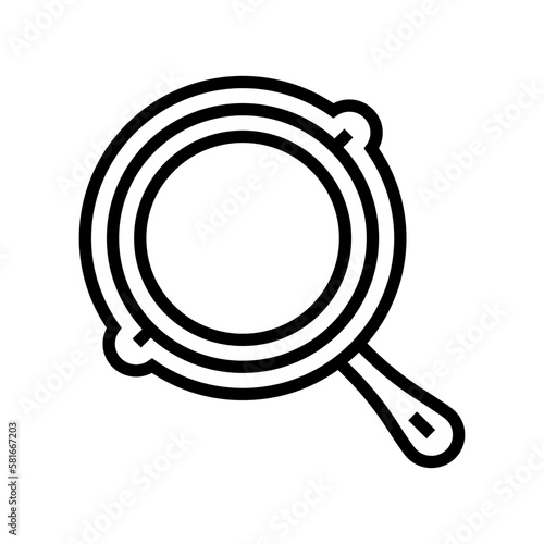 cast iron skillet kitchen cookware line icon vector illustration