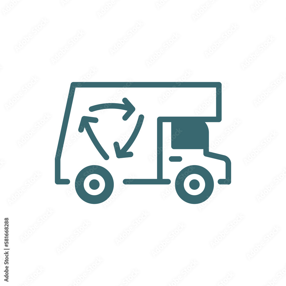 recycling truck icon. Filled recycling truck icon from transportation collection. Glyph vector isolated on white background. Editable recycling truck symbol can be used web and mobile