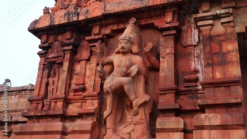 Huge statue of Dwara Palaka (Gate Keeper) at Entrance of Brihadeeswarar Temple or Big Temple. Brihadishvara Rajesvara Peruvudaiyar built in 10th century. UNESCO HERITAGE. THANJAVUR, TAMIL NADU, INDIA  photo