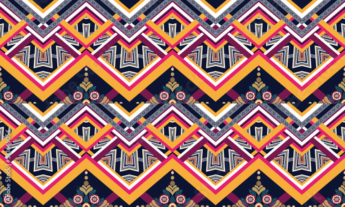 Geometric ethnic pattern for background fabric wrapping clothing wallpaper Batik carpet embroidery style.