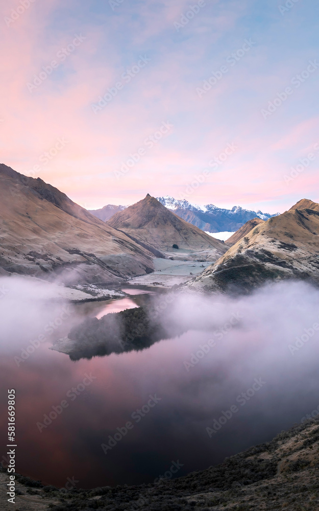 sunrise of lake and mountains in new zealand as vertical wallpaper sunrise of lake and mountains in new zealand as vertical wallpaper