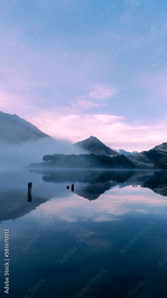sunrise of lake and mountains in new zealand as vertical wallpaper sunrise of lake and mountains in new zealand as vertical wallpaper