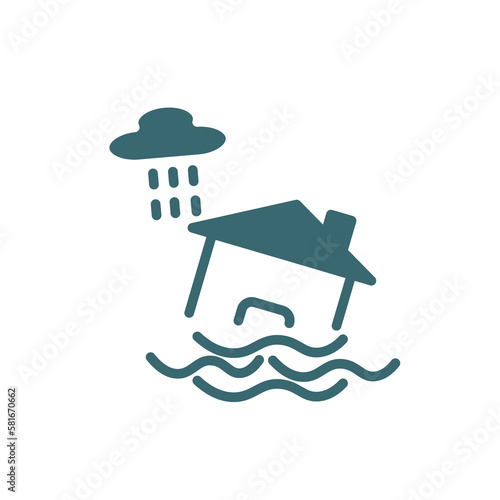 inundation icon. Filled inundation icon from Insurance and Coverage collection. Glyph vector isolated on white background. Editable inundation symbol can be used web and mobile