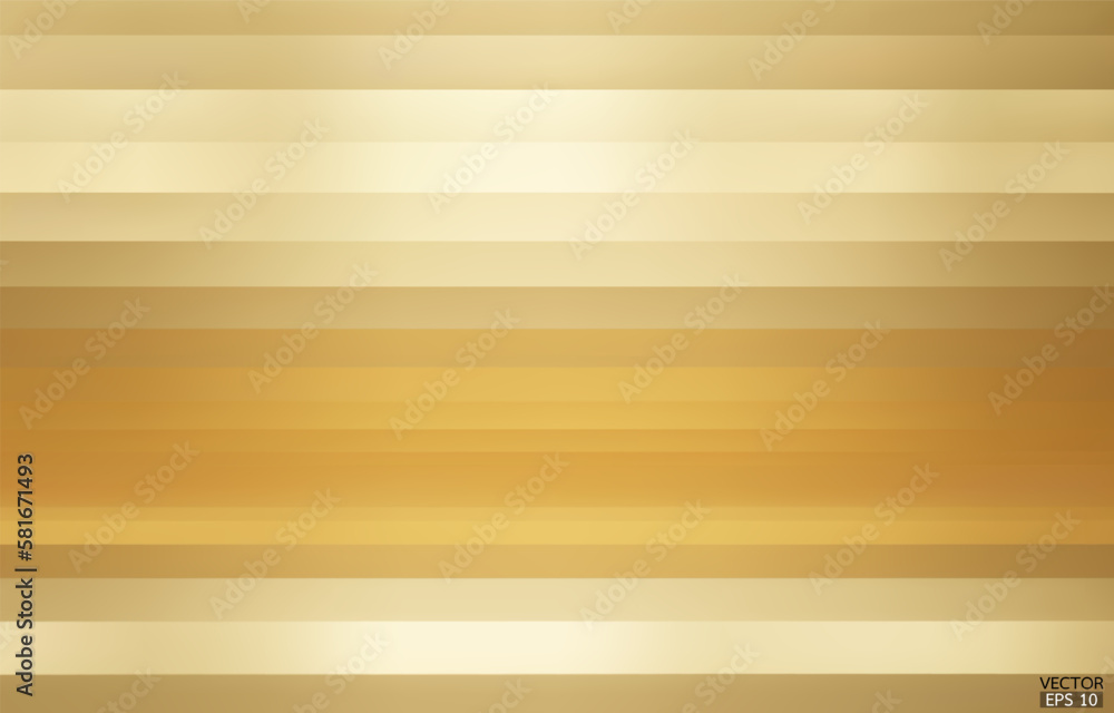 Gold background. Abstract light gold metal gradient. Shiny golden stripes texture background. Gold geometric texture wall with light reflections. Yellow wallpaper. 3D Vector illustration. Gold background. Abstract light gold metal gradient. Shiny golden stripes texture background. Gold geometric texture wall with light reflections. Yellow wallpaper. 3D Vector illustration.
