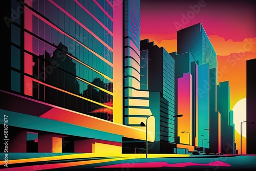 colorful business building background, generative ai