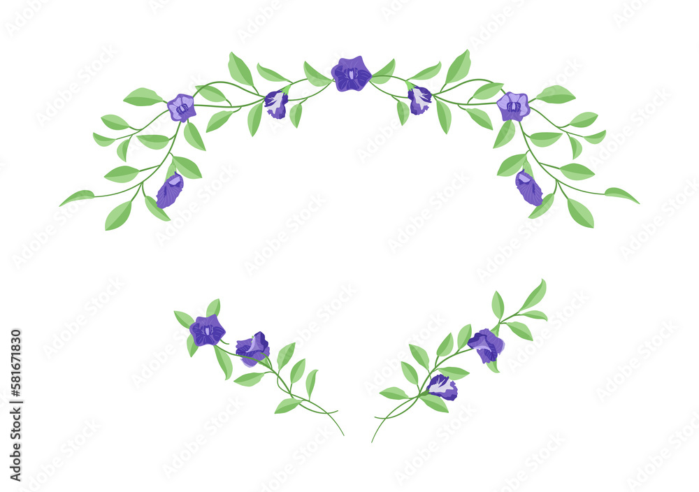 Foliage with Butterfly pea floral ornament collection 05
