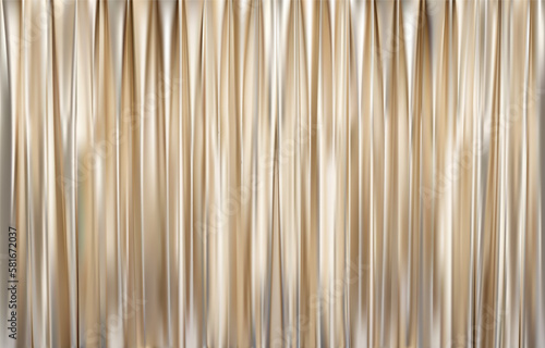 Fototapeta Naklejka Na Ścianę i Meble -  The closed gold curtain in the theatre background. Theatrical drapes. Golden curtains on a theatre stage. 3D Vector illustration.