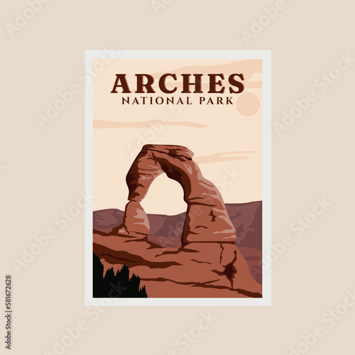 arches national park print poster vintage vector symbol illustration design Fototapeta