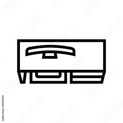 computer table monitor top view line icon vector illustration