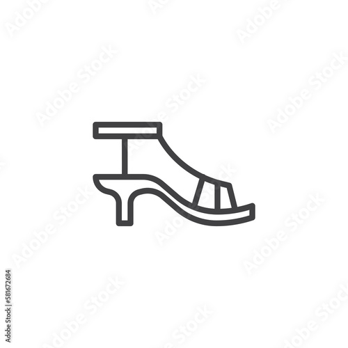 Heeled sandals line icon