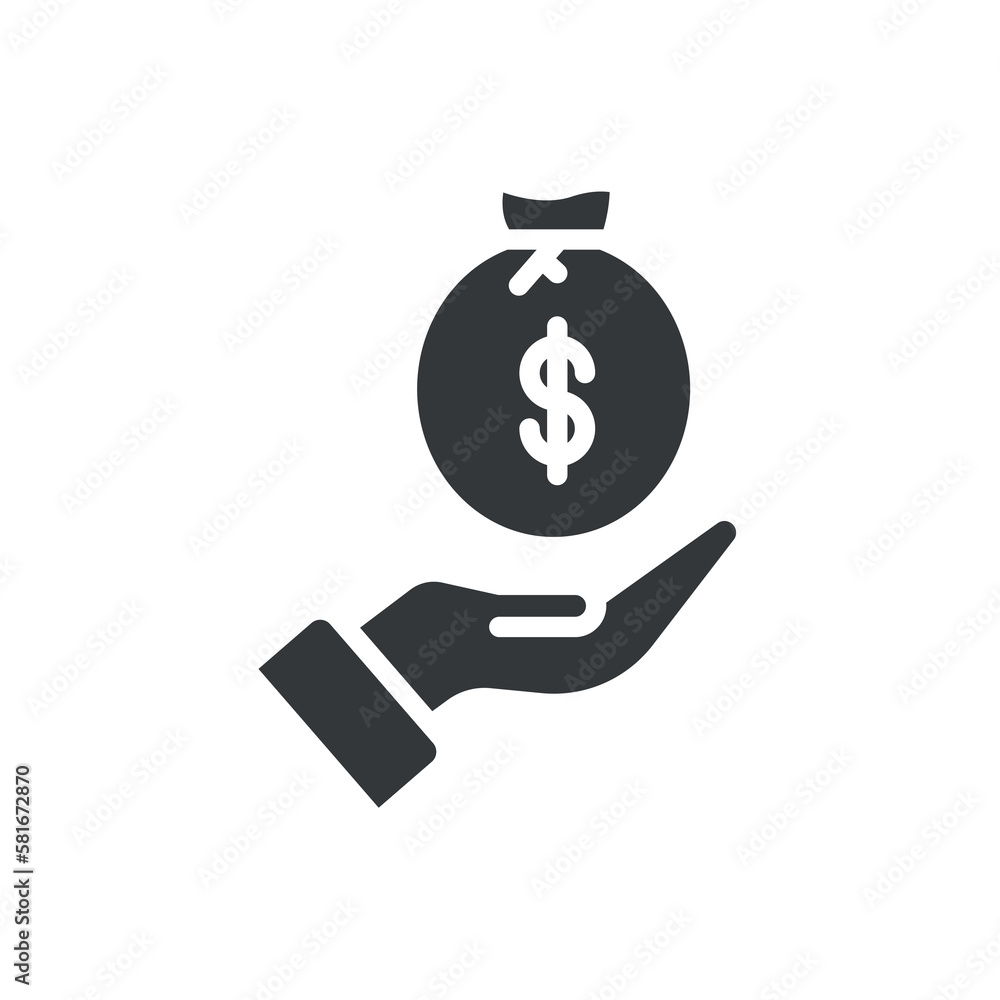 give money icon.filled give money icon from business collection. flat glyph vector isolated on white background. Editable give money symbol can be used web and mobile
