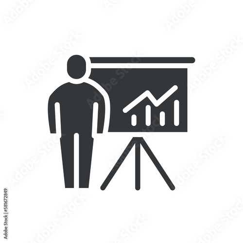 graphic panel and man icon.filled graphic panel and man icon from business collection. flat glyph vector isolated on white background. Editable graphic panel and man symbol can be used web and mobile