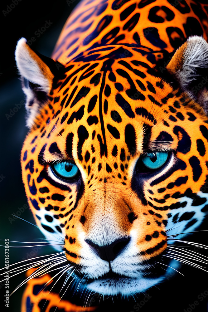 Obraz premium Jaguar on black background