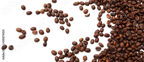 Roasted coffee beans isolated on white background. © schankz