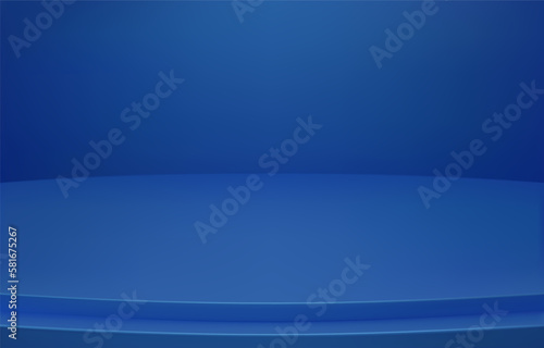Abstract Luxury blue Background. Empty Gradient Room, Studio, Space. Curved stage used as a background for displaying your products.  3D vector Illustration.