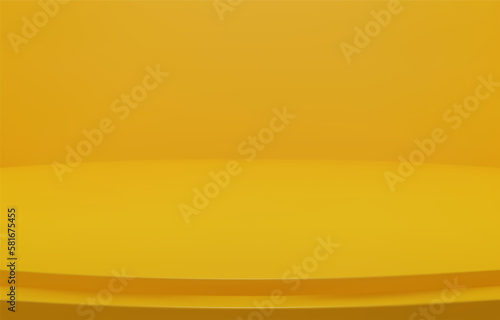Abstract Luxury yellow Background. Empty yellow Gradient Room, Studio, Space. Curved stage used as a background for displaying your products.  3D vector Illustration.