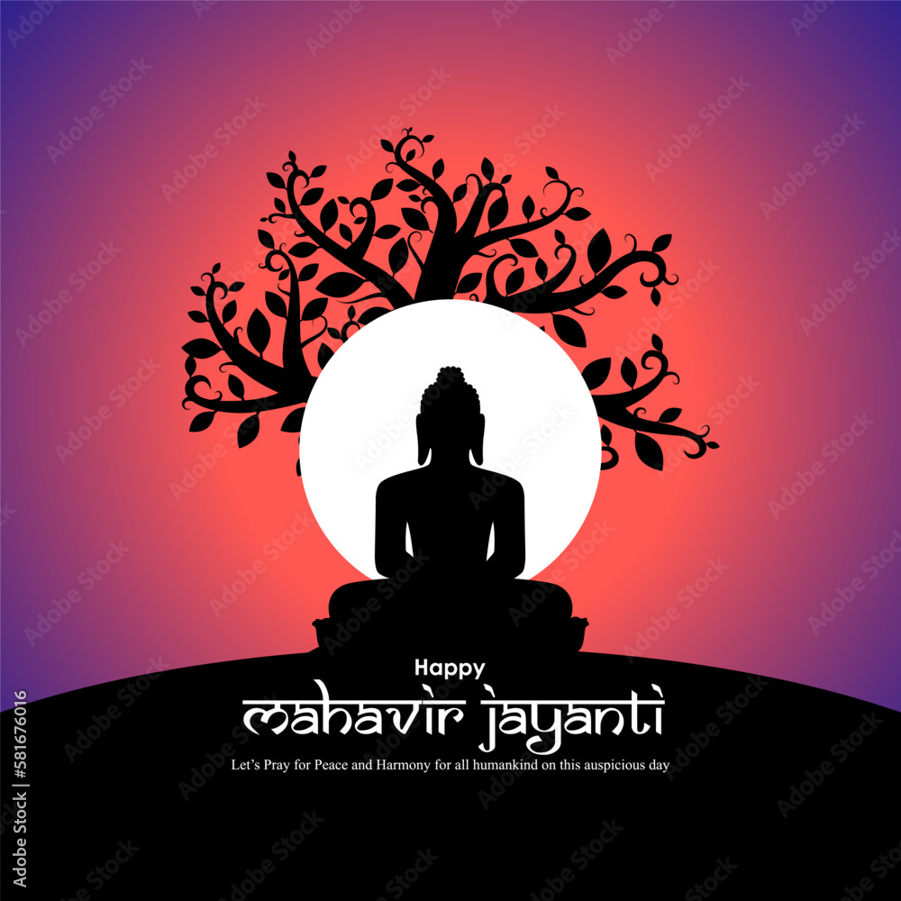 Vector illustration of Mahavir Jayanti wishes banner