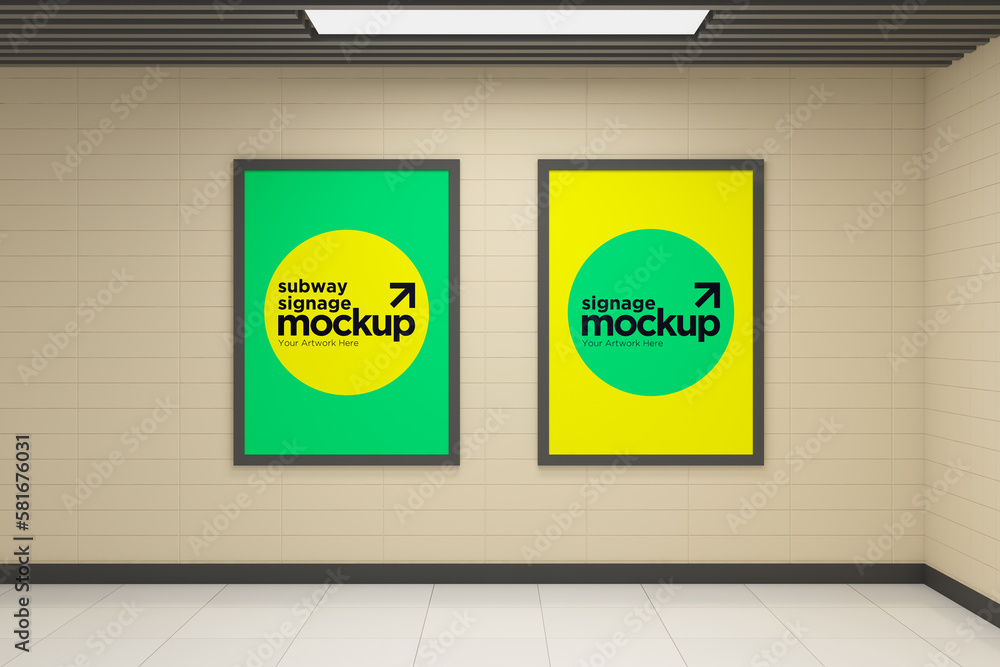 Subway Signs, Poster, Billboard Mockup Subway Signs, Poster, Billboard Mockup