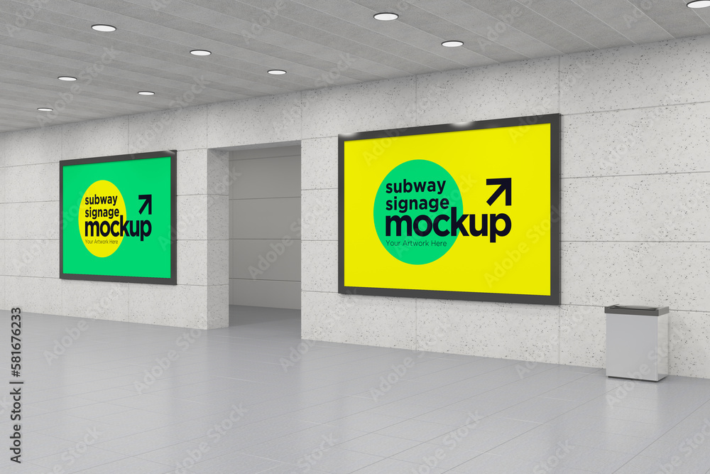 Subway Signs, Poster, Billboard Mockup Subway Signs, Poster, Billboard Mockup