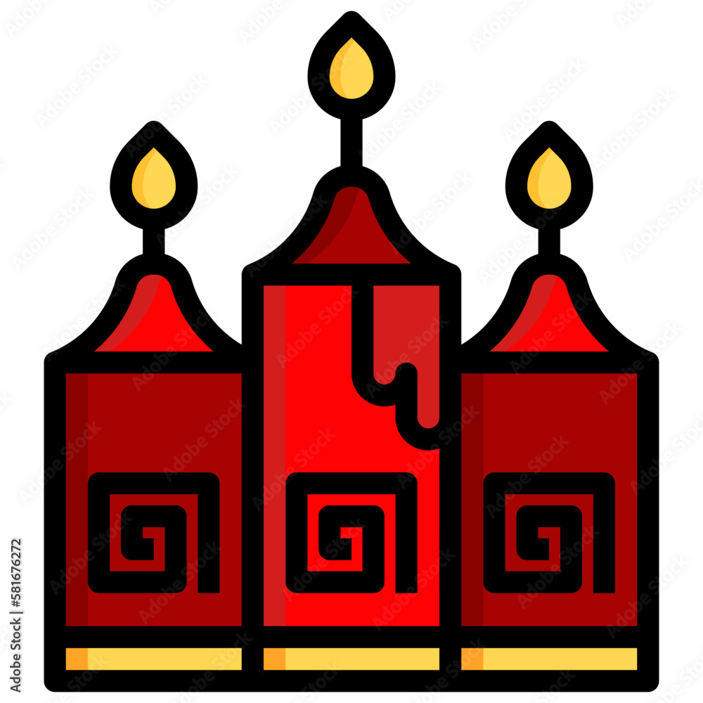 Fototapeta premium candle flat icon,linear,outline,graphic,illustration