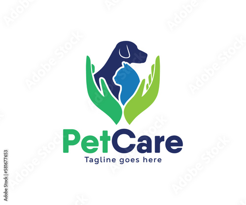 Pet care logo design vector template. Pet shop logo design