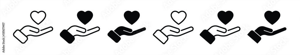 hands holding heart icon set. heart in hands icon sign symbol, vector illustration hands holding heart icon set. heart in hands icon sign symbol, vector illustration