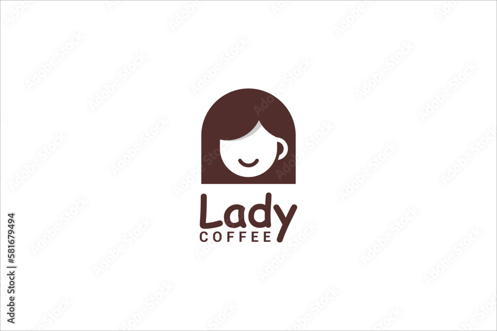 logo abstract lady coffee on isolated white background. logo abstract lady coffee on isolated white background.
