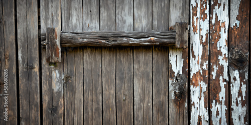 Old weathered wooden fence background texture. Generative AI