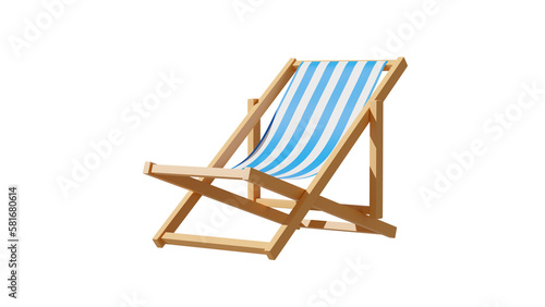 Fotografie Deck Chair In Minimal Concept Summer Theme, PNG transparent background, ready fo