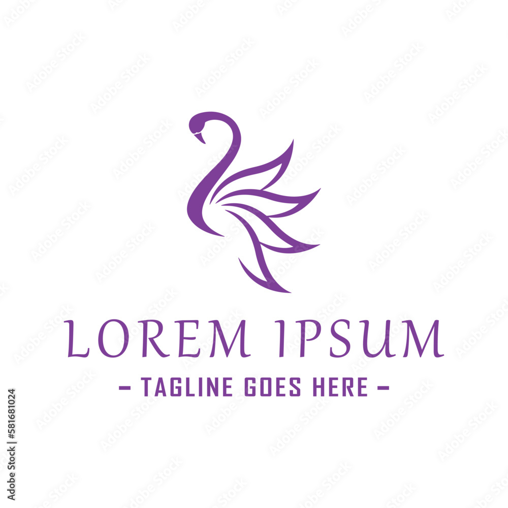 A simple and elegant logo design featuring a swan with a beautiful tail that resembles a flower. The logo is perfect for businesses in the beauty, fashion, or luxury industry A simple and elegant logo design featuring a swan with a beautiful tail that resembles a flower. The logo is perfect for businesses in the beauty, fashion, or luxury industry