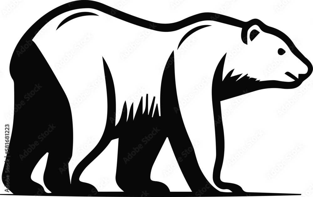 Polar Bear Logo Monochrome Design Style
